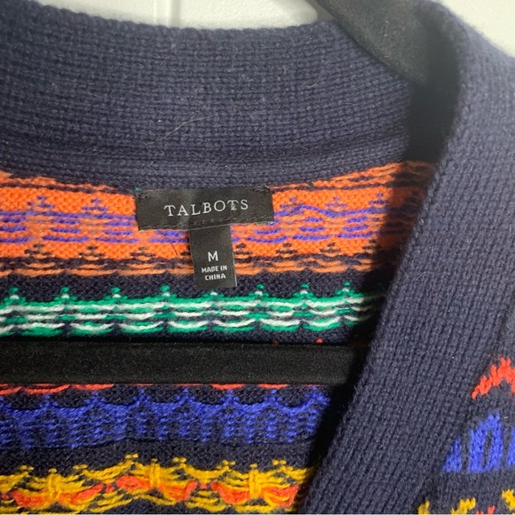 Talbots fair isle holiday winter knit sweater cardigan size medium women’s - Picture 2 of 5